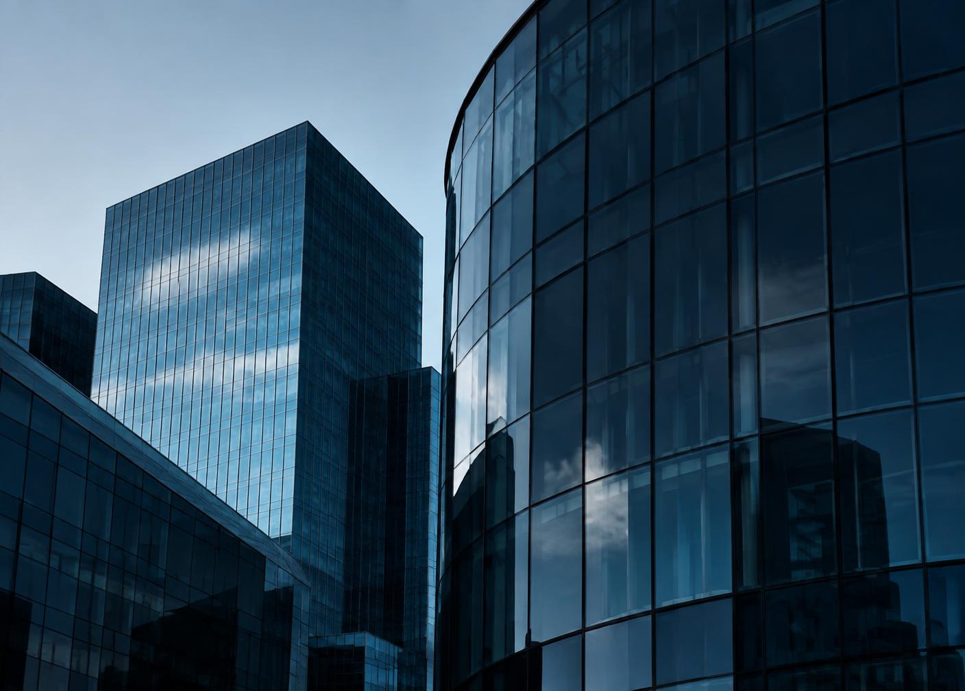 Abstract European financial district architecture
